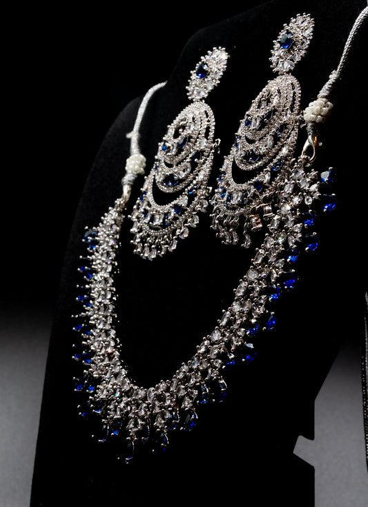 Elegant necklaces set with blue stones